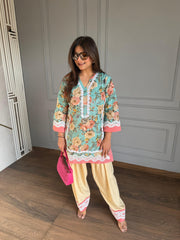 Pure cotton laced farshi salwar suit (Samridhi)
