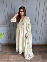 Real mirror detailing anarkali suit with detailing on all over shirt and dupatta (Radha)