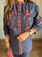 Imported embroidered denim co-ord set (Leila)