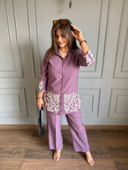 Trending summer cotton blend embroidered co-ord set (Nuria)