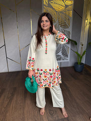 New 2 piece woollen embroided co-ord set (Palak)