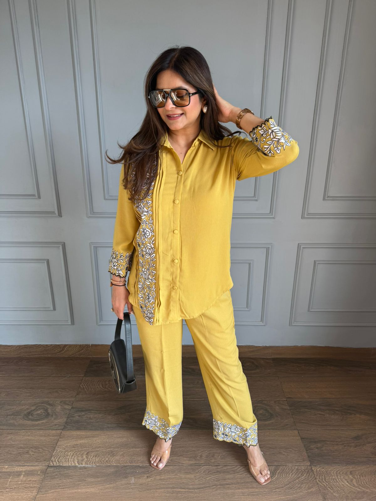 Super soft imported fabric embroidered co-ord set (Milo)
