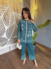 Pearl embellished knitted wool co-ord set (Iris)