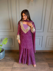 Bandhej print georgette full lined sharara suit (Naksh)