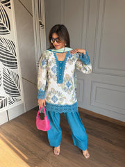 Pure cotton schiffli farshi salwar suit with cotton lining on shirt (Ananta)
