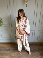 Most premium soft knitted wool embroided shawl suit (Ananya)