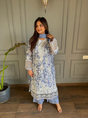 Embroidered Pakistani pure cotton suit with cotton lining on shirt (Arzu)