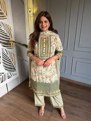 Pure cotton 2 piece laced embroided suit with dupatta (Evara)