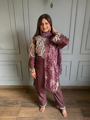 Pakistani stylish net tissue suit with beautiful embroidery detailing and cut work on shirt and dupatta (Bliss)