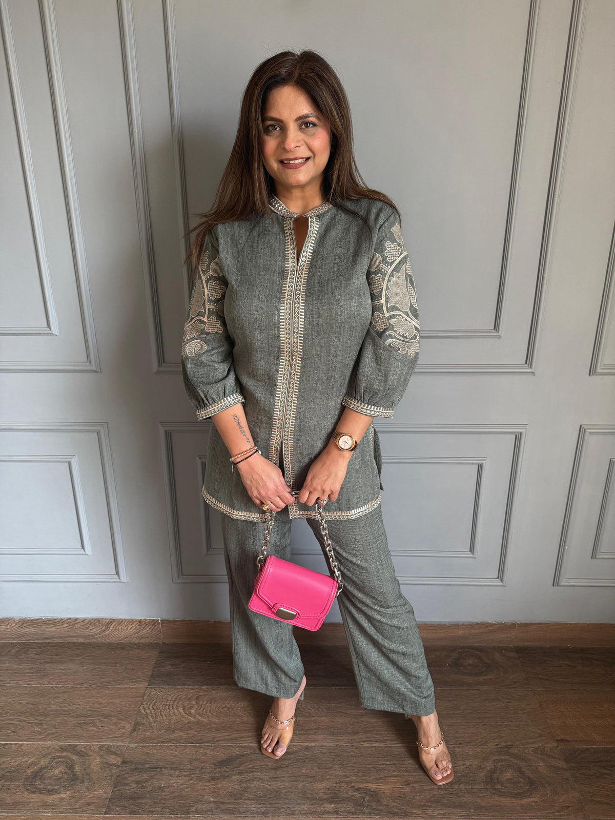 Embeoidered imported cotton co-ord set (Silq)