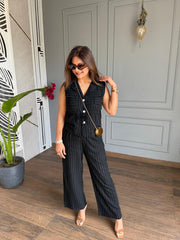 Linen cotton striped co-ord set (Meera)
