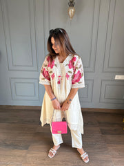 PURE COTTON HIBISCUSS EMBROIDED CO-ORD SET