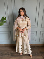 Formal crepe real mirror work with real organza dupatta (Rania)