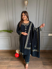 Superior quality corduroy velvet shawl suit (Hayat)