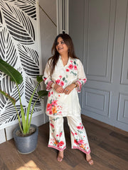 Floral crepe full lined Coord set (Tulip)