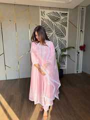 Pure cotton anarkali suit with handwork