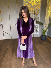Dualtone velvet plinted embroidered dress (Jennifer)