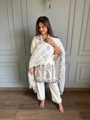 Pakistani linen cotton embroidered suit (Ira)