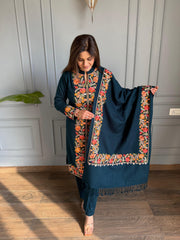 All new woollen shawl suit with kashmiri embroidery (Variza)