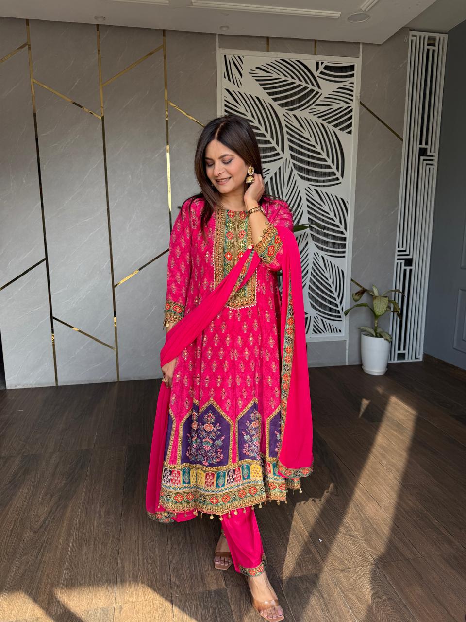 Anarkali crepe suit