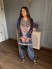 (Tara) Beautiful velvet embroidered co-ord set in farshi salwar