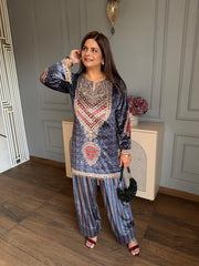 (Tara) Beautiful velvet embroidered co-ord set in farshi salwar
