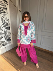 Pure cotton schiffli farshi salwar suit with cotton lining on shirt (Ananta)