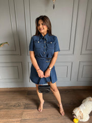 Imported denim attached wrap around dress (Riva)