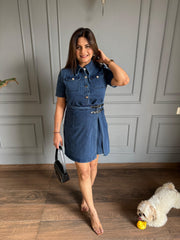 Imported denim attached wrap around dress (Riva)