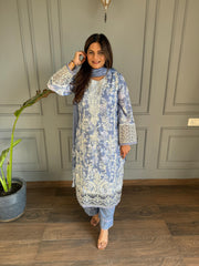 Embroidered Pakistani pure cotton suit with cotton lining on shirt (Arzu)