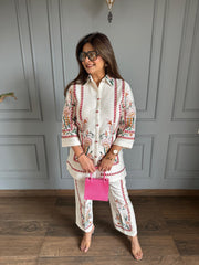 Imported cotton linen embroidered co-ord set (Sitaara)