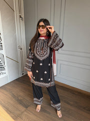 Pure cotton embroidered suit with dupatta (Minakshi)