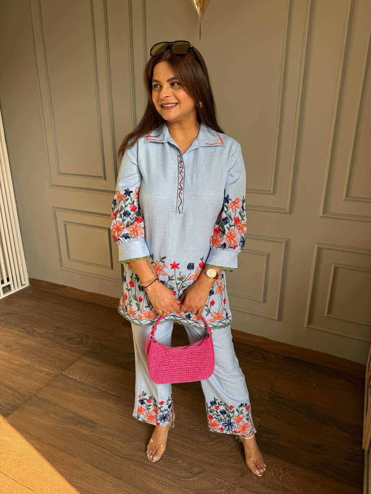 Beautiful summer embroidered co-ord set (Meloni)
