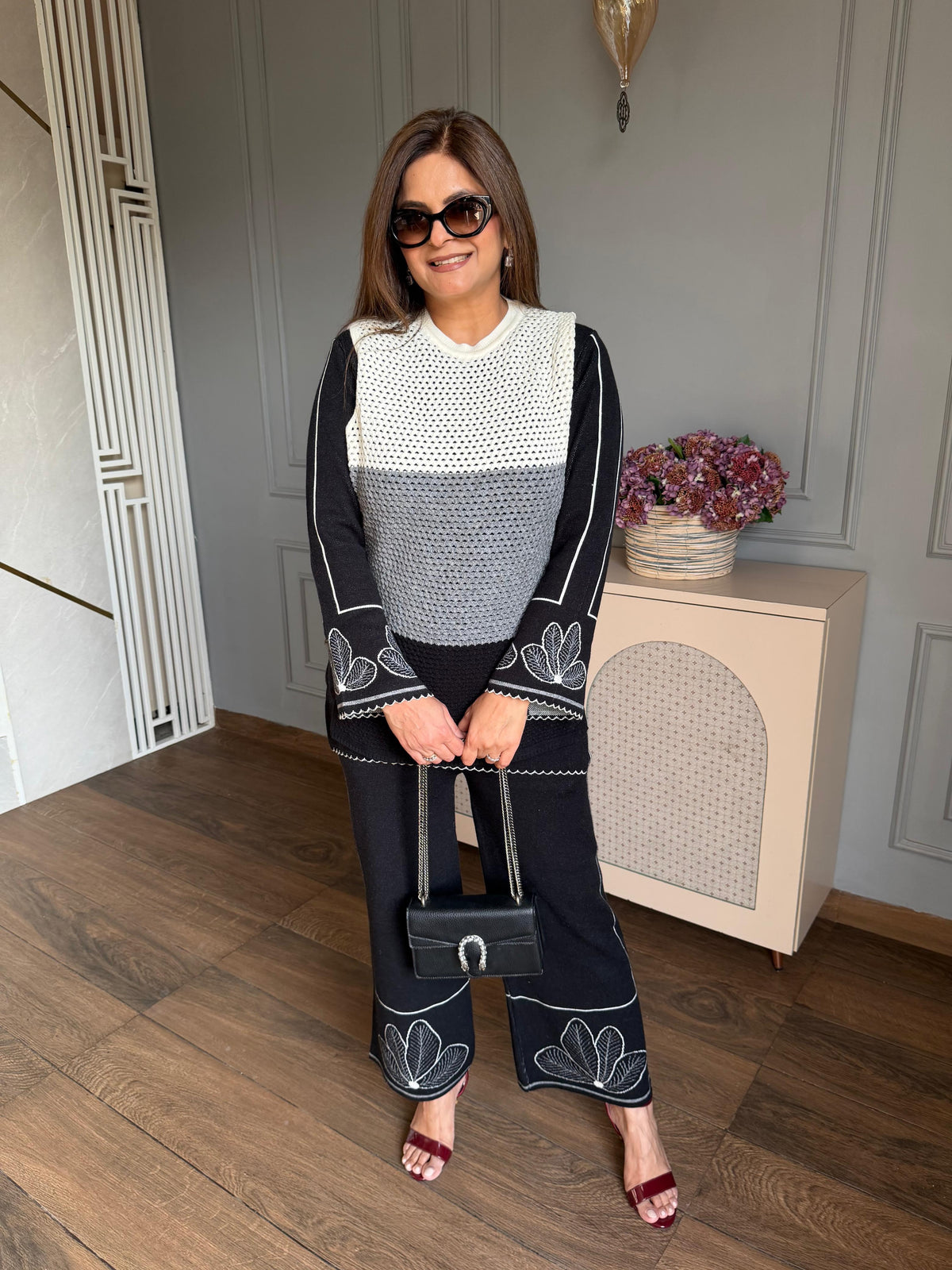 (Nadia) Beautiful woollen 3 piece knitted co-ord set