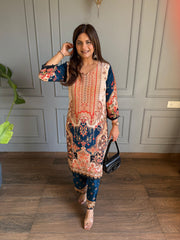 All new digital print crepe co-ord with cotton lining on shirt (Manushi)