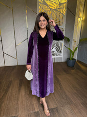 Dualtone velvet plinted embroidered dress (Jennifer)