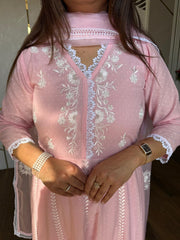 Pure cotton anarkali suit with handwork