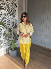 Striper shirt co-ord set (Peach)