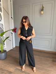Linen cotton striped co-ord set (Meera)