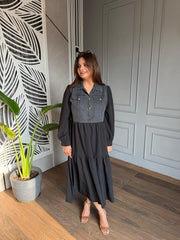 Half denim calf length dress (Uk)