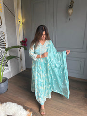 BEAUTIFUL ANARKALI CHIFFON CREPE ANARKALI SUIT WITH EMBROIDED DUPATTA (FROST)
