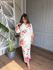 Floral crepe full lined Coord set (Tulip)