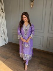 Real mirror work tissue potli long shirt co-ord set (Sahher)