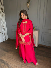 Hand embroidered imported georgette suit with organza dupatta (Hazel)