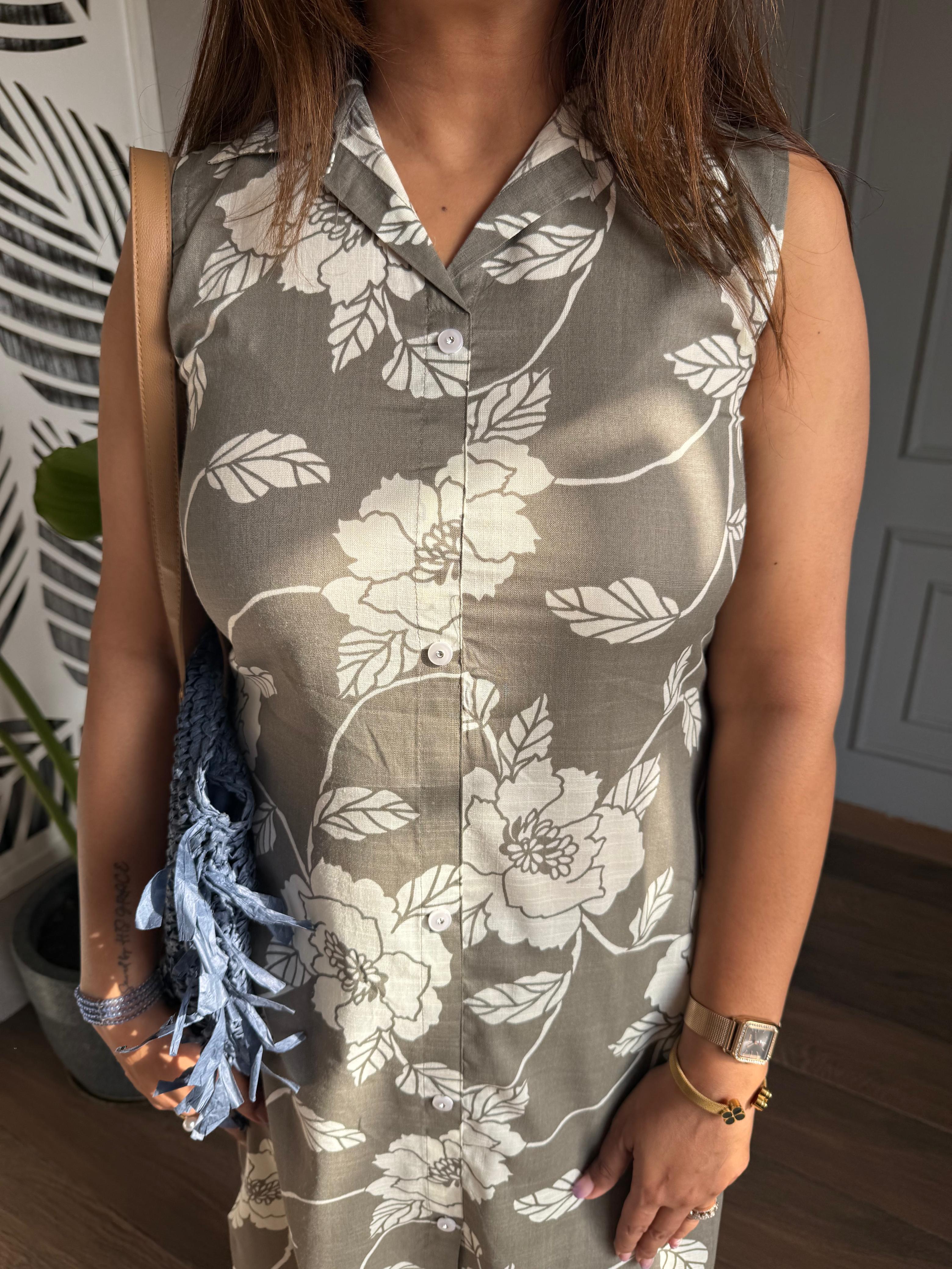 Daily wear floral printed cotton co-ord (Apple)