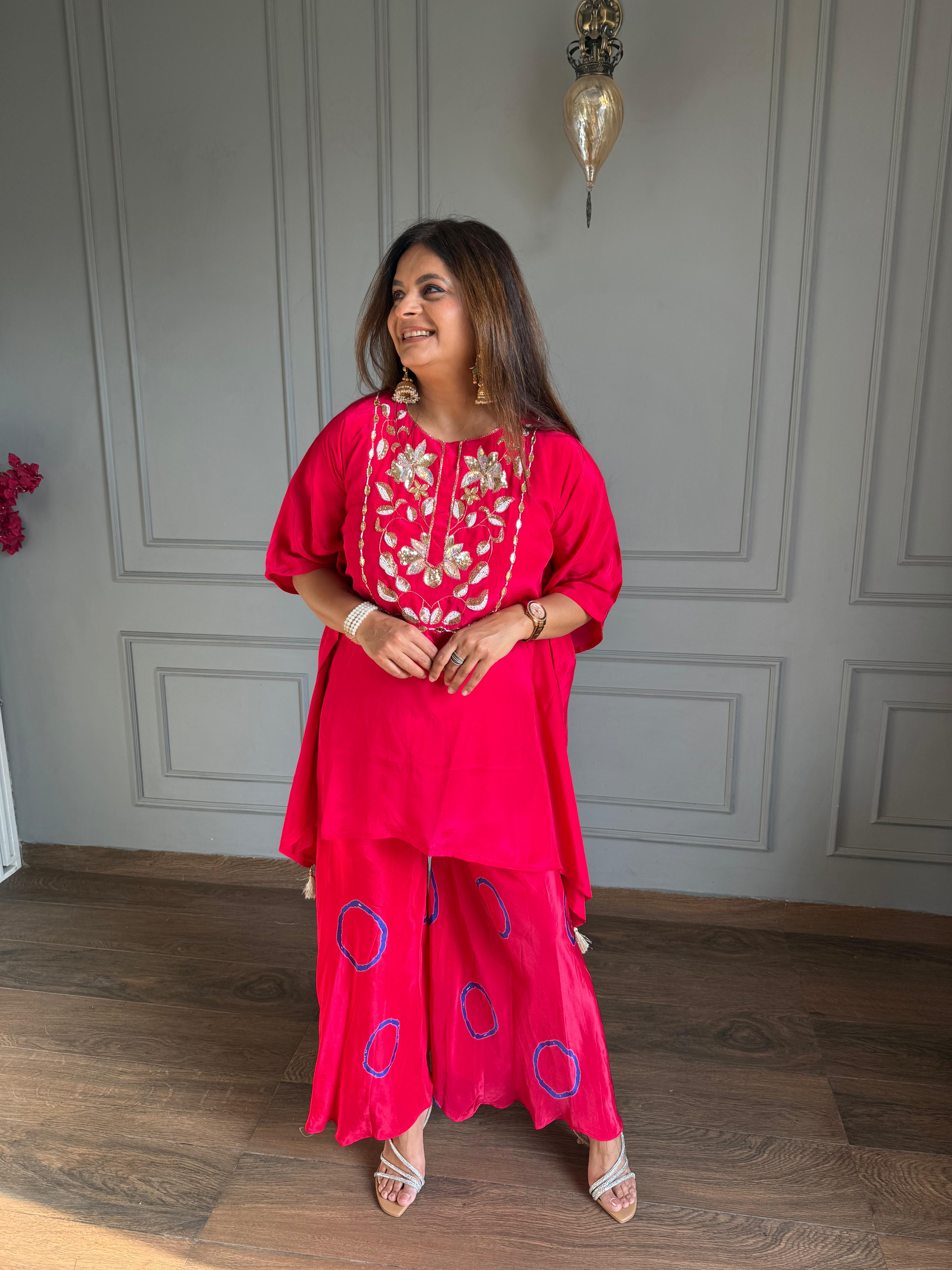 Crepe embroided kaftan set (Sprite)