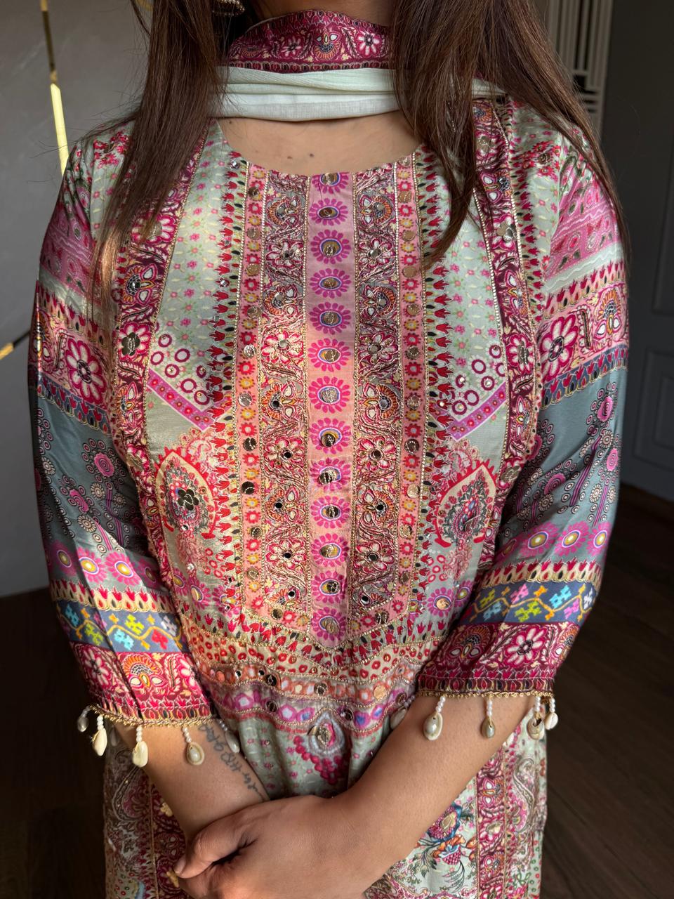 Pure crepe A line anarkali suit
