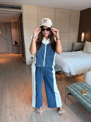 Super cool denim double zip co-ord set (Ocean)