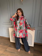 Crepe printed suit with cotton lining on shirt (Ragini)
