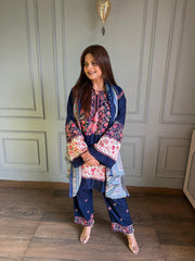 Embroidered soft cotton embroidered farshi salwaar suit (Aina)